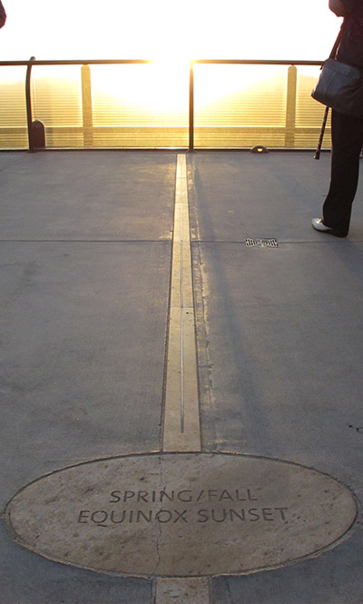 Sunset on the spring equinox in 2014.