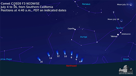 MORNING SKY CHART for Comet NEOWISE