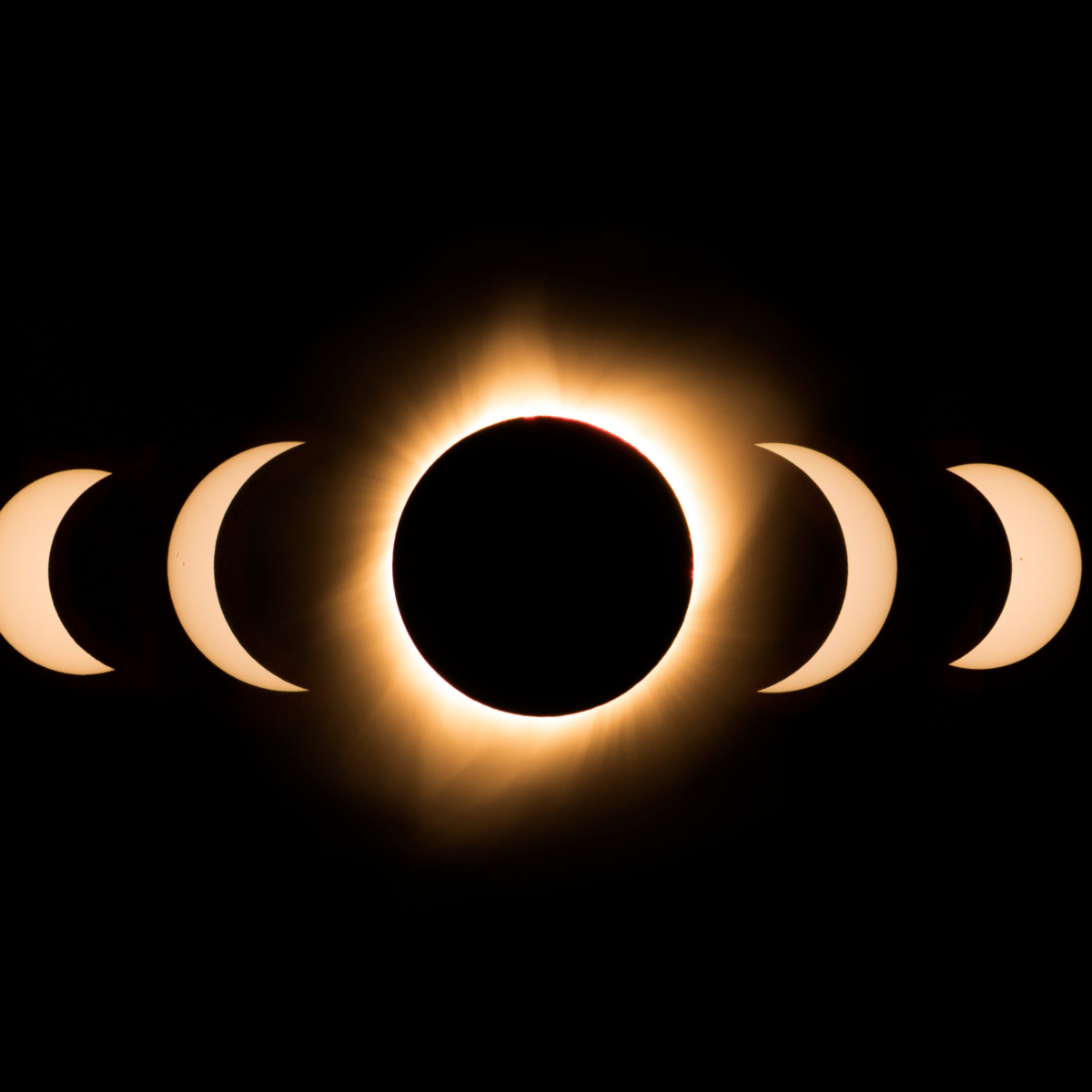 Composite of the solar eclipse phases.