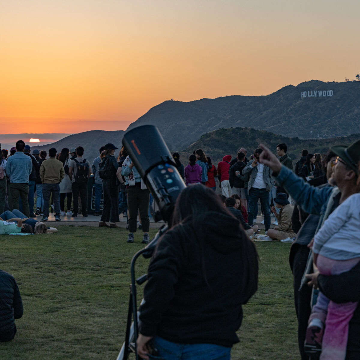 People watching the sunset on the Observatory lawn.
