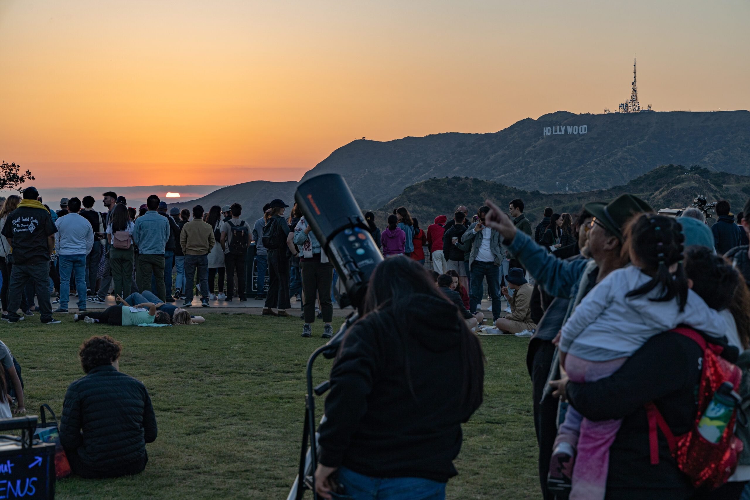 People watching the sunset on the Observatory lawn.