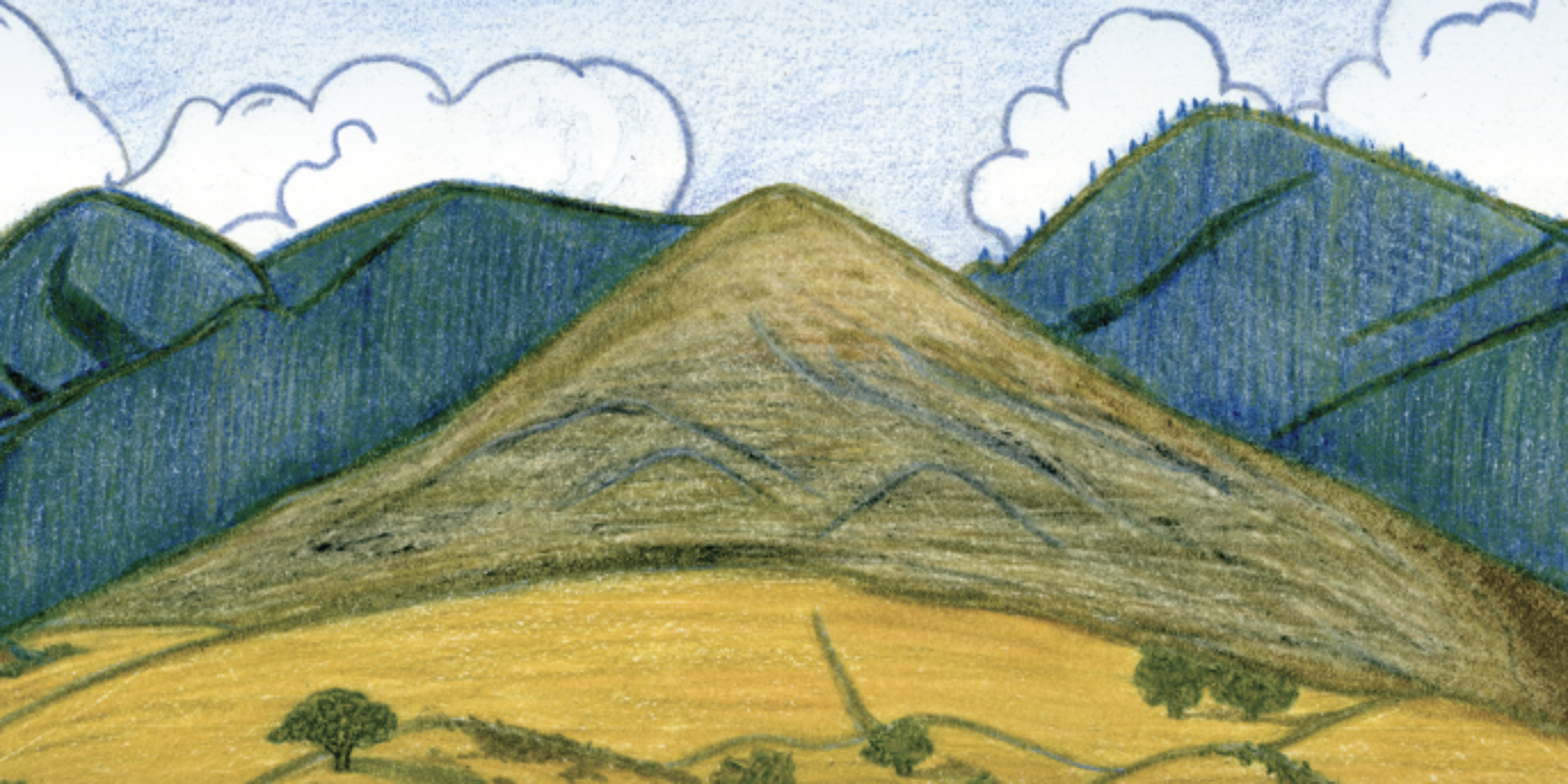 Drawing of the Big Dipper constellation rotating around the North Star.