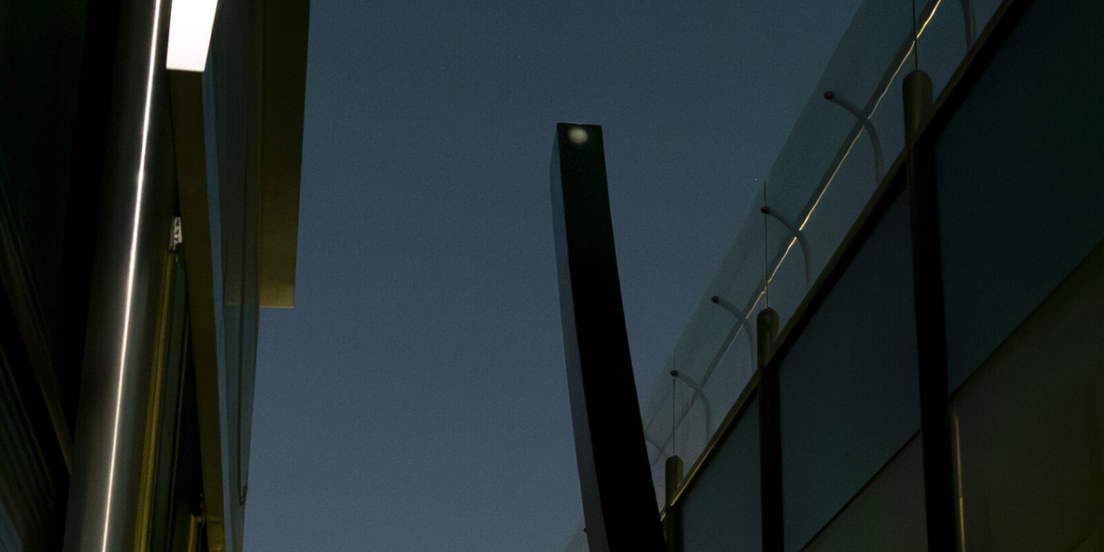 The Meridian Arc in the Gottlieb Transit Corridor at night.