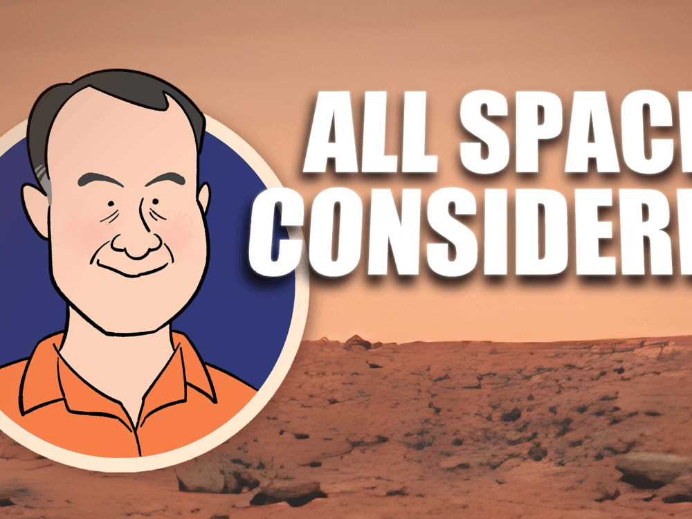 Caricature of Dr. Jim Bell with text: All Space Considered