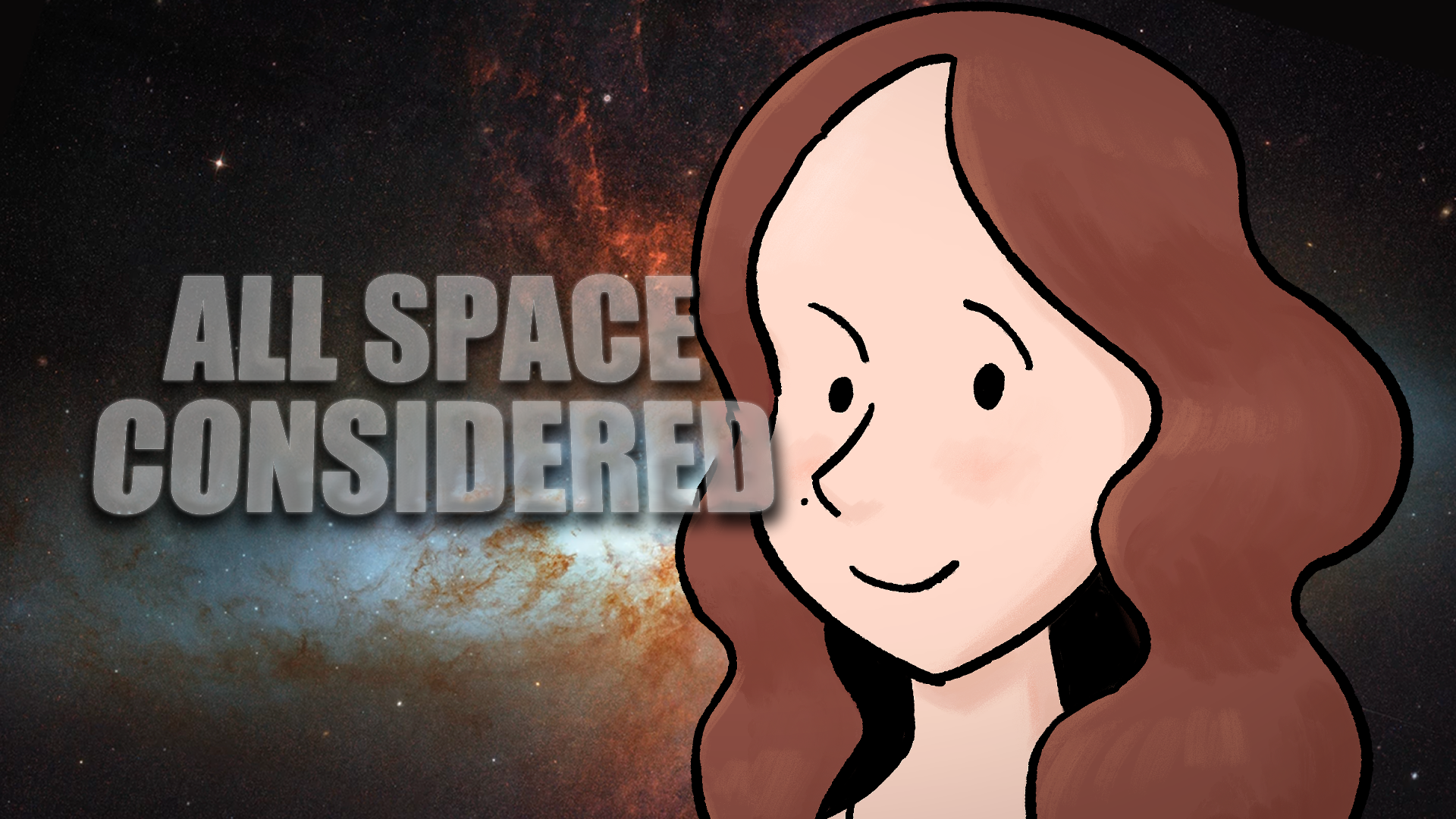 An illustrated cartoon of Dr. Katie Mack, guest speaker, with the title "All Space Considered."